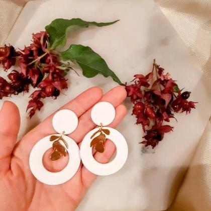 Golden Leaf Polymer Clay Earrings (gold Plated..